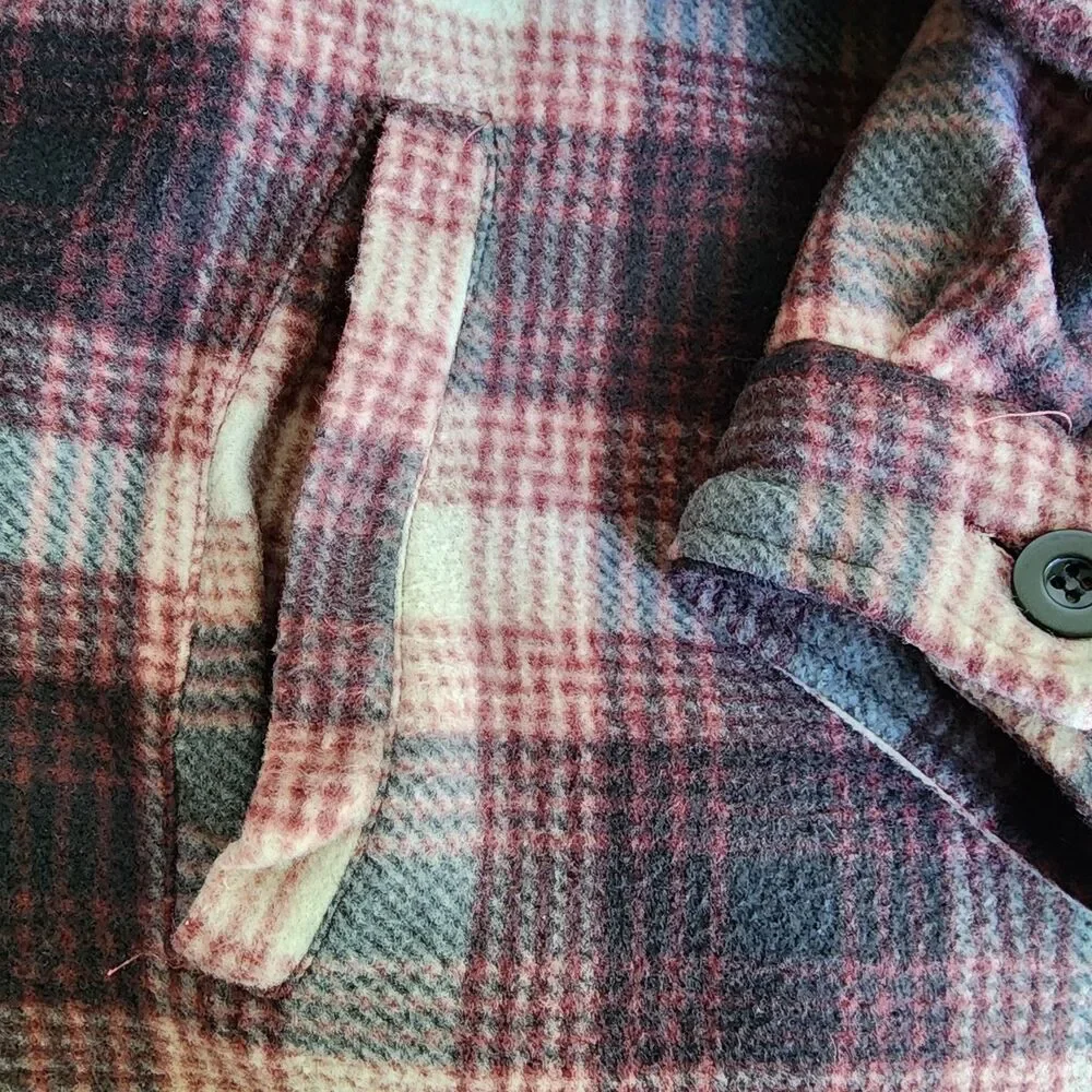 Leehanton Plaid Hooded Flannel Jacket Zip Up Sherpa Lined Red Black Men's 2XL